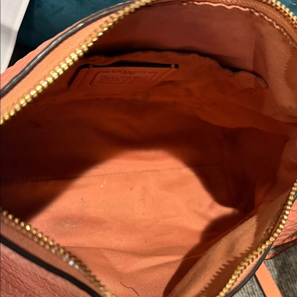 Coach soft snake leather Peach pink Bag hobo with coa gold hangtag purse - Picture 14 of 16